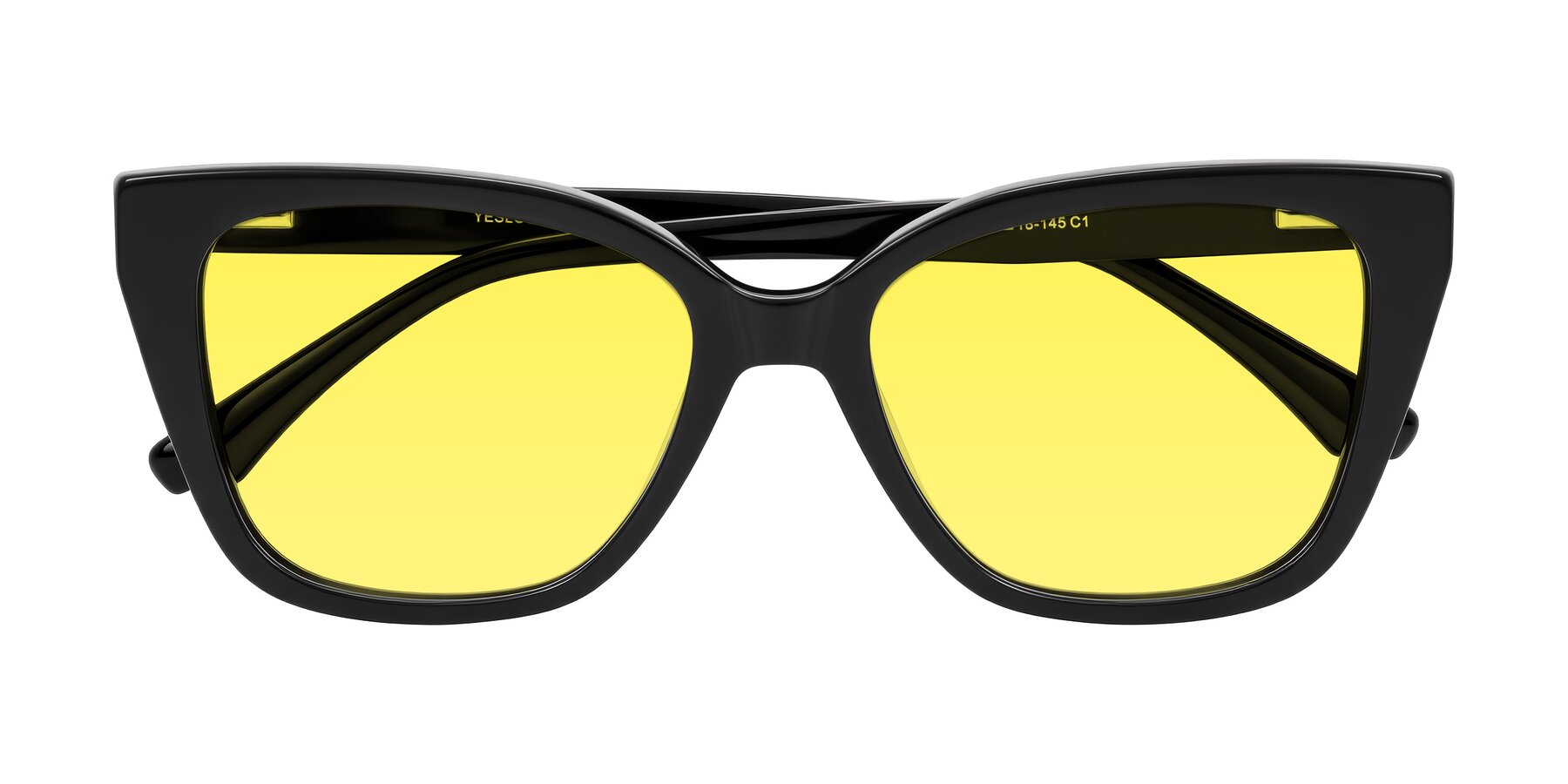 Folded Front of Kahlem in Black with Medium Yellow Tinted Lenses