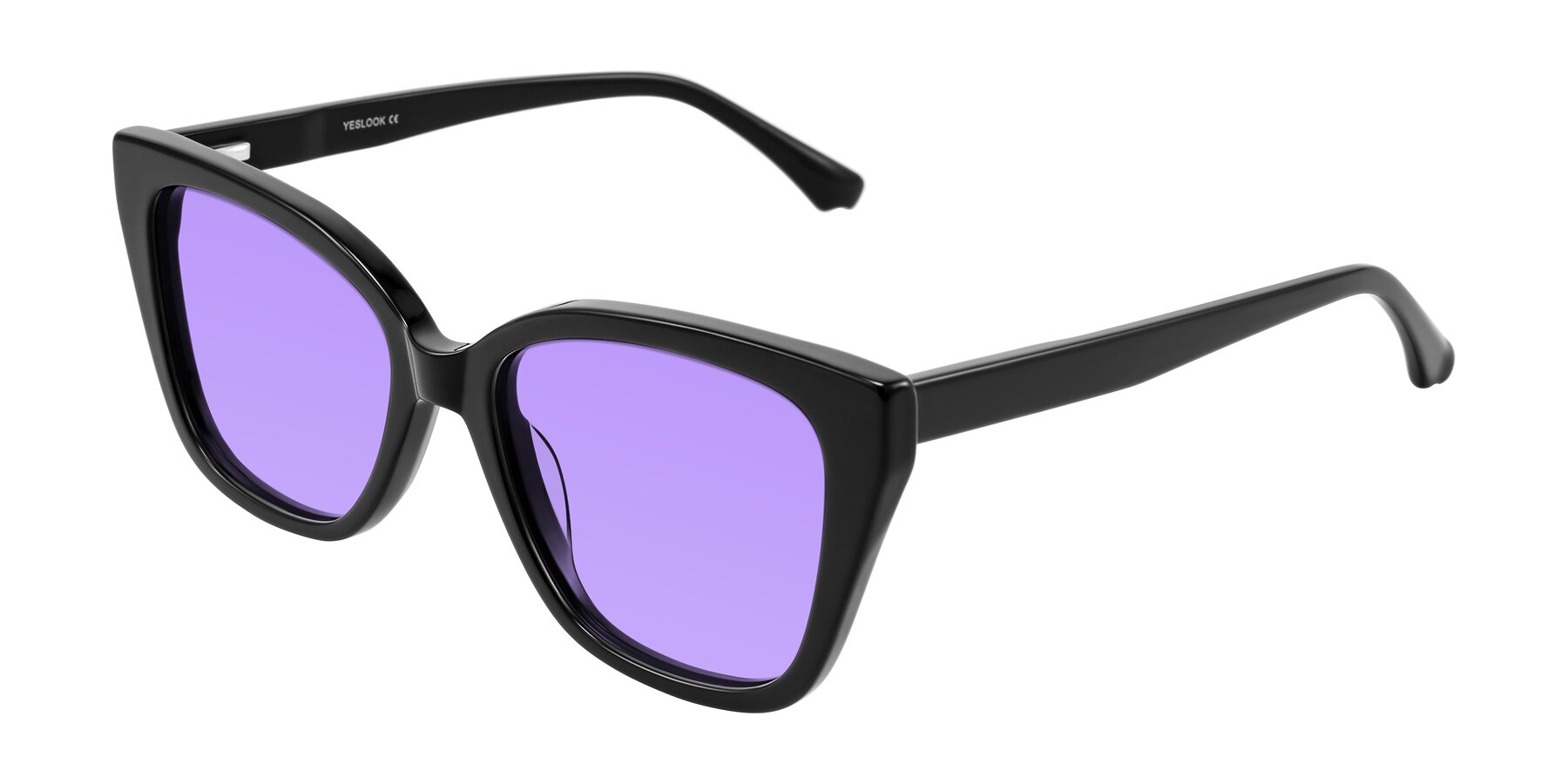 Angle of Kahlem in Black with Medium Purple Tinted Lenses
