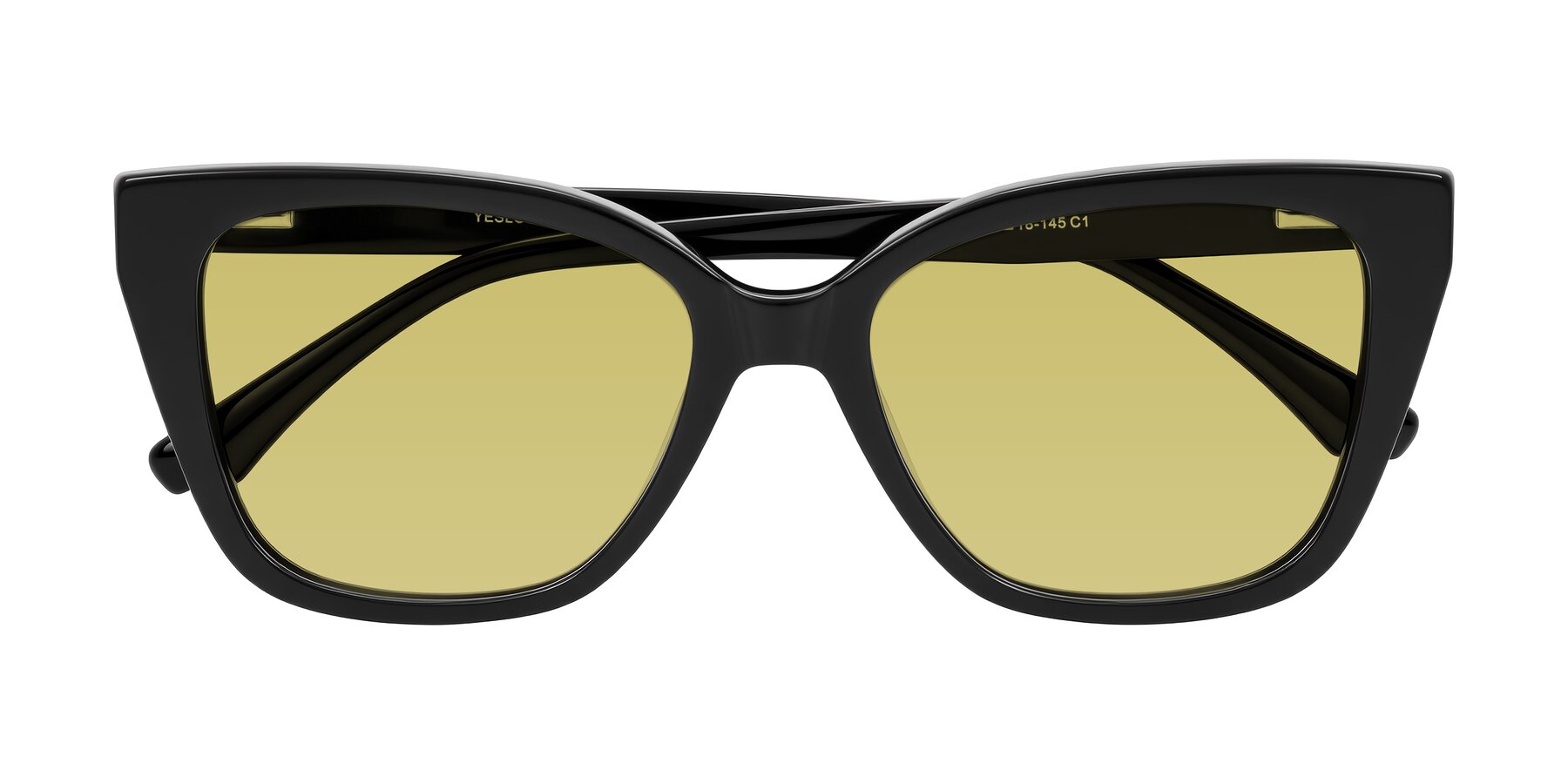 Folded Front of Kahlem in Black with Medium Champagne Tinted Lenses