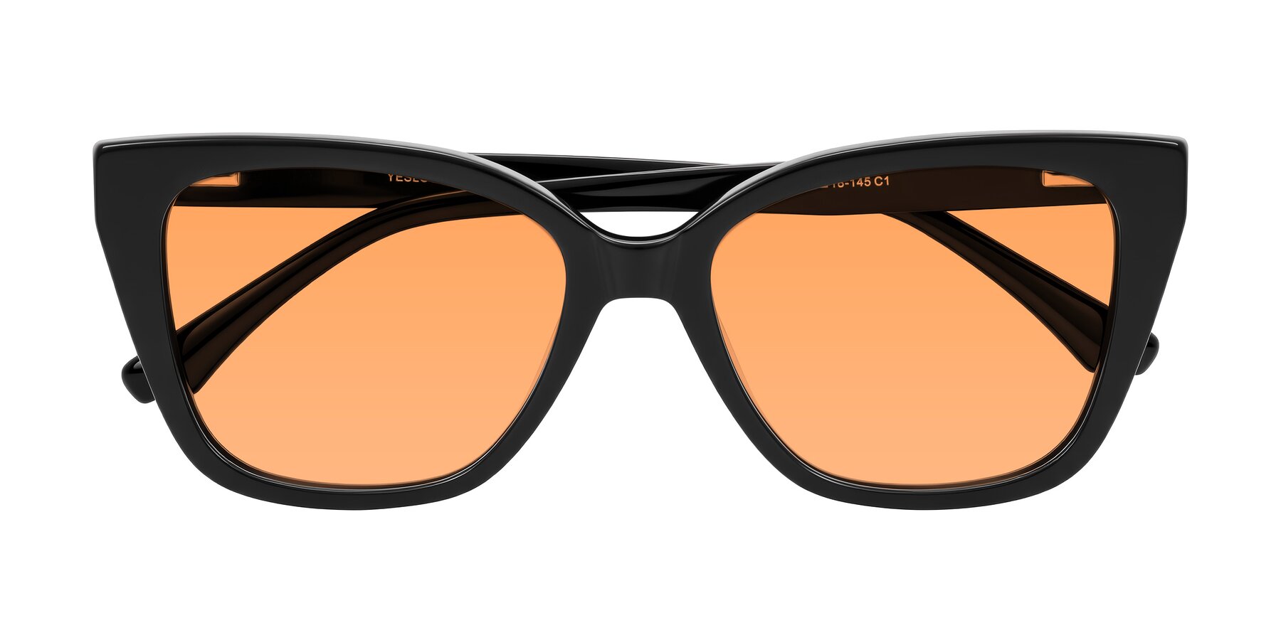 Folded Front of Kahlem in Black with Medium Orange Tinted Lenses