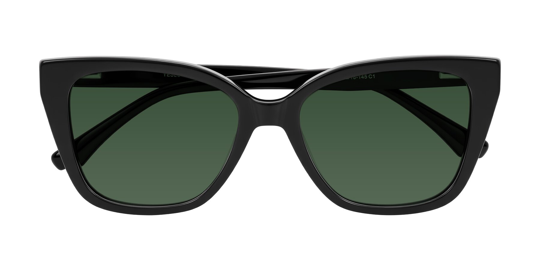 Folded Front of Kahlem in Black with Green Tinted Lenses