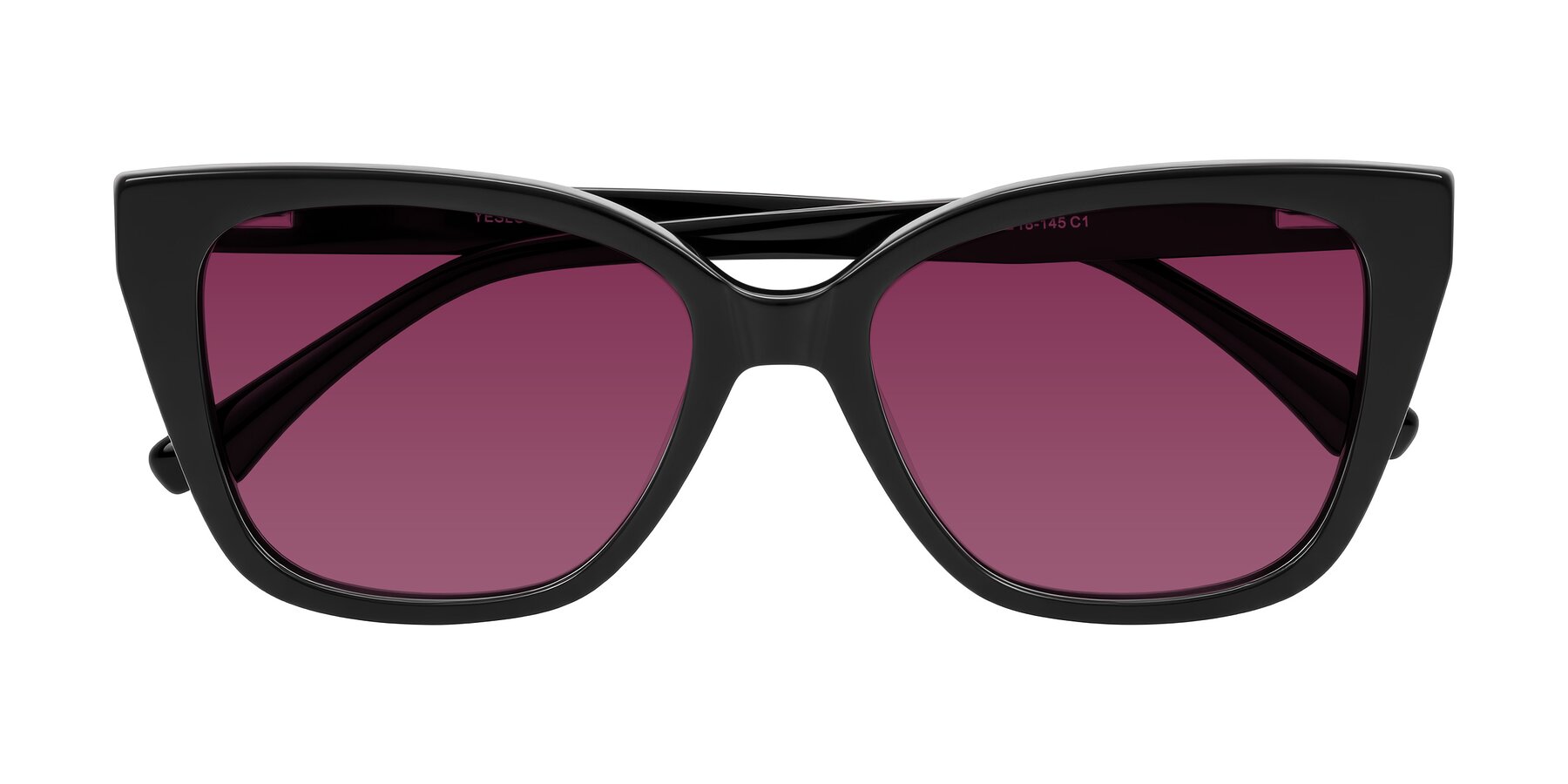 Folded Front of Kahlem in Black with Wine Tinted Lenses