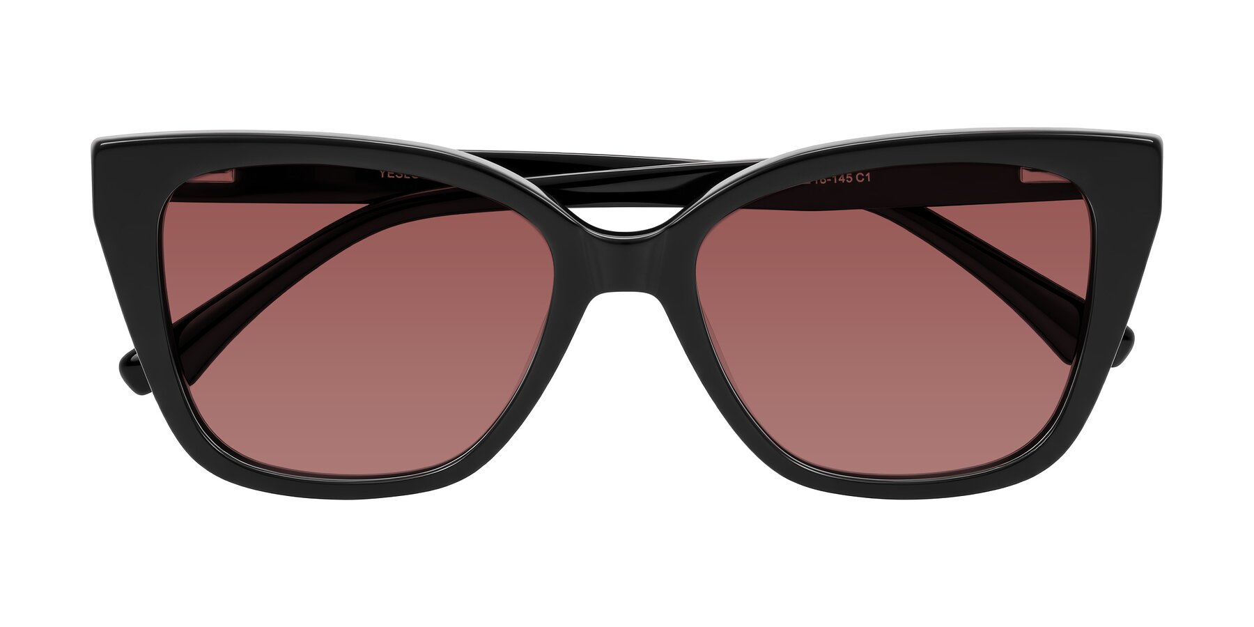 Folded Front of Kahlem in Black with Garnet Tinted Lenses