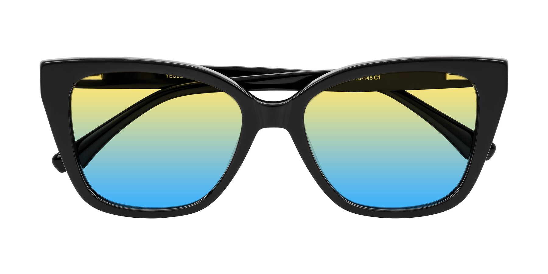 Folded Front of Kahlem in Black with Yellow / Blue Gradient Lenses