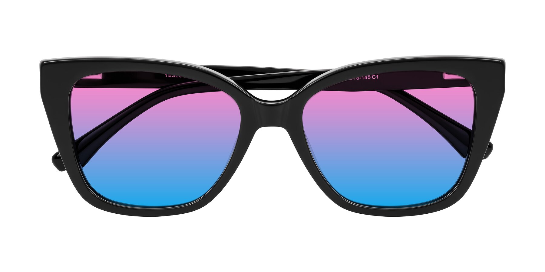 Folded Front of Kahlem in Black with Pink / Blue Gradient Lenses