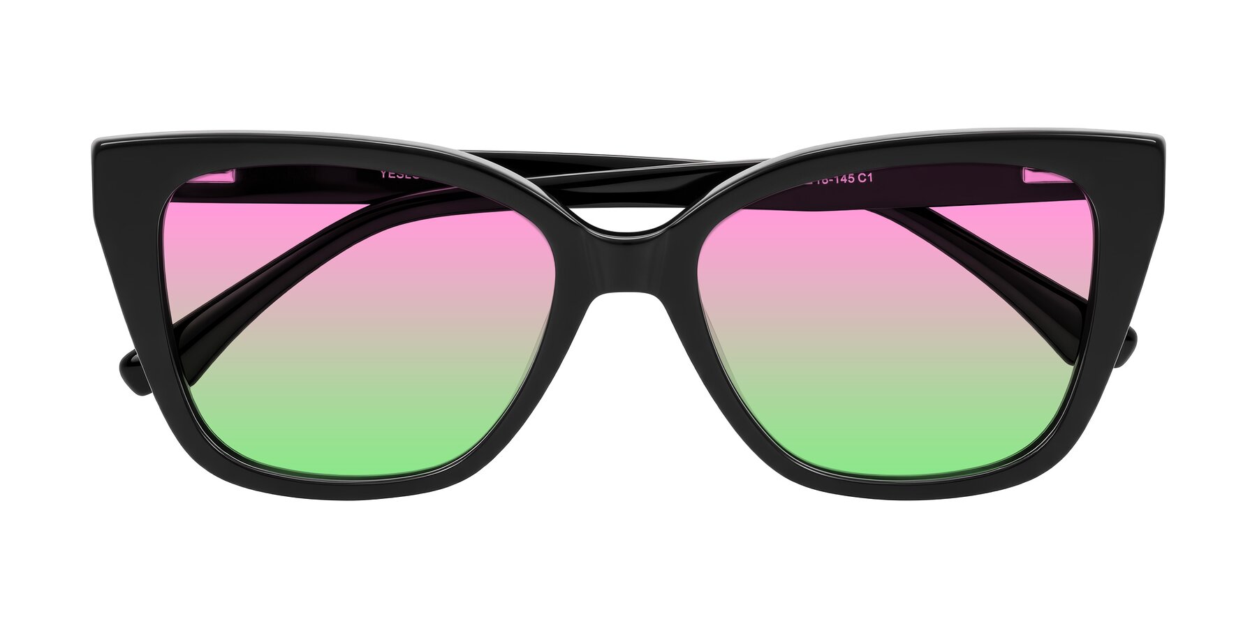 Folded Front of Kahlem in Black with Pink / Green Gradient Lenses