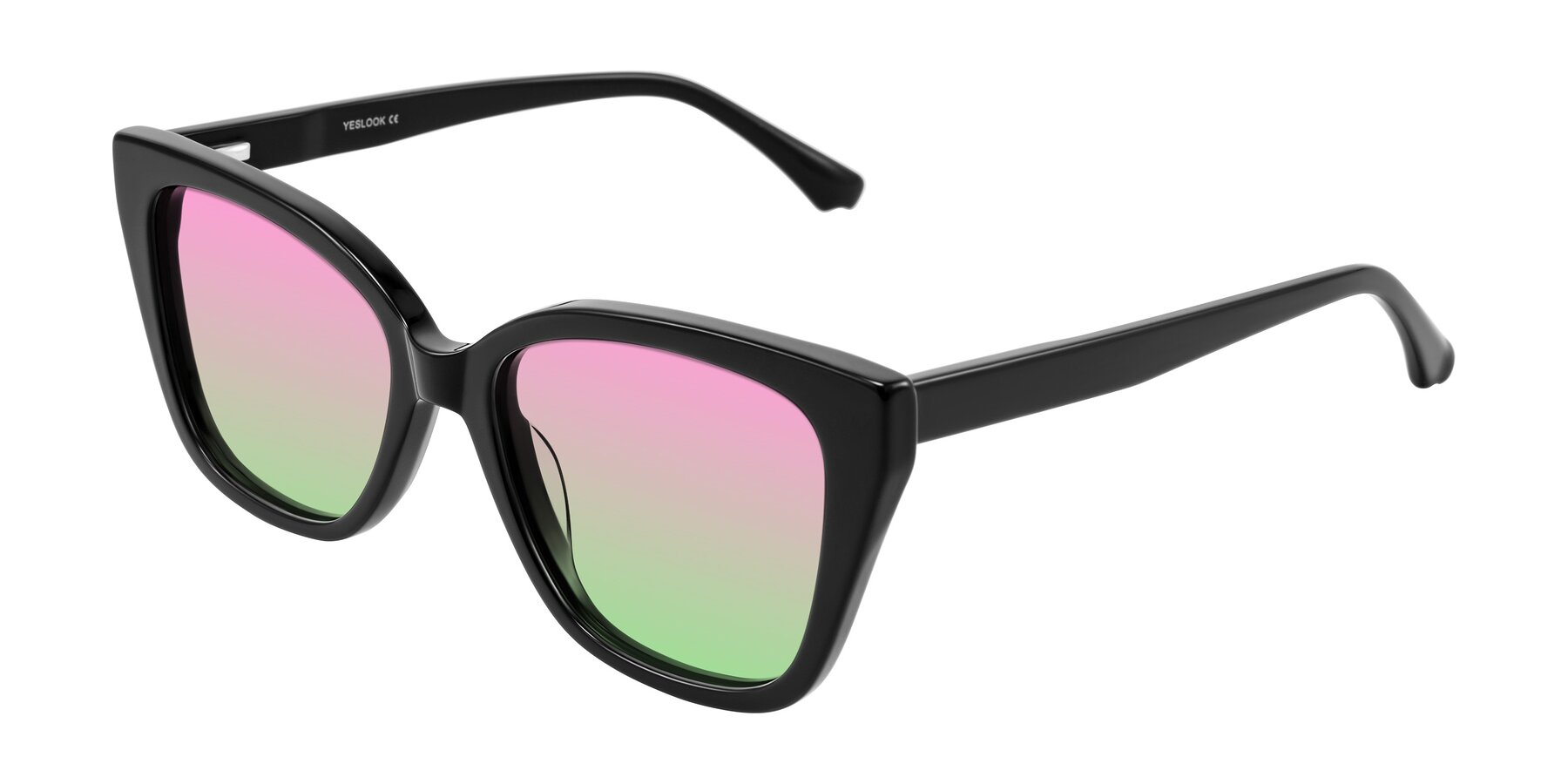 Angle of Kahlem in Black with Pink / Green Gradient Lenses