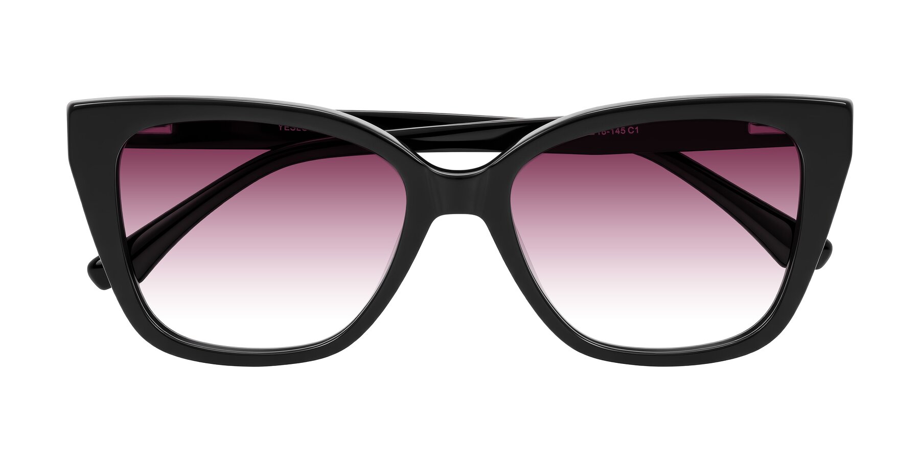 Folded Front of Kahlem in Black with Wine Gradient Lenses