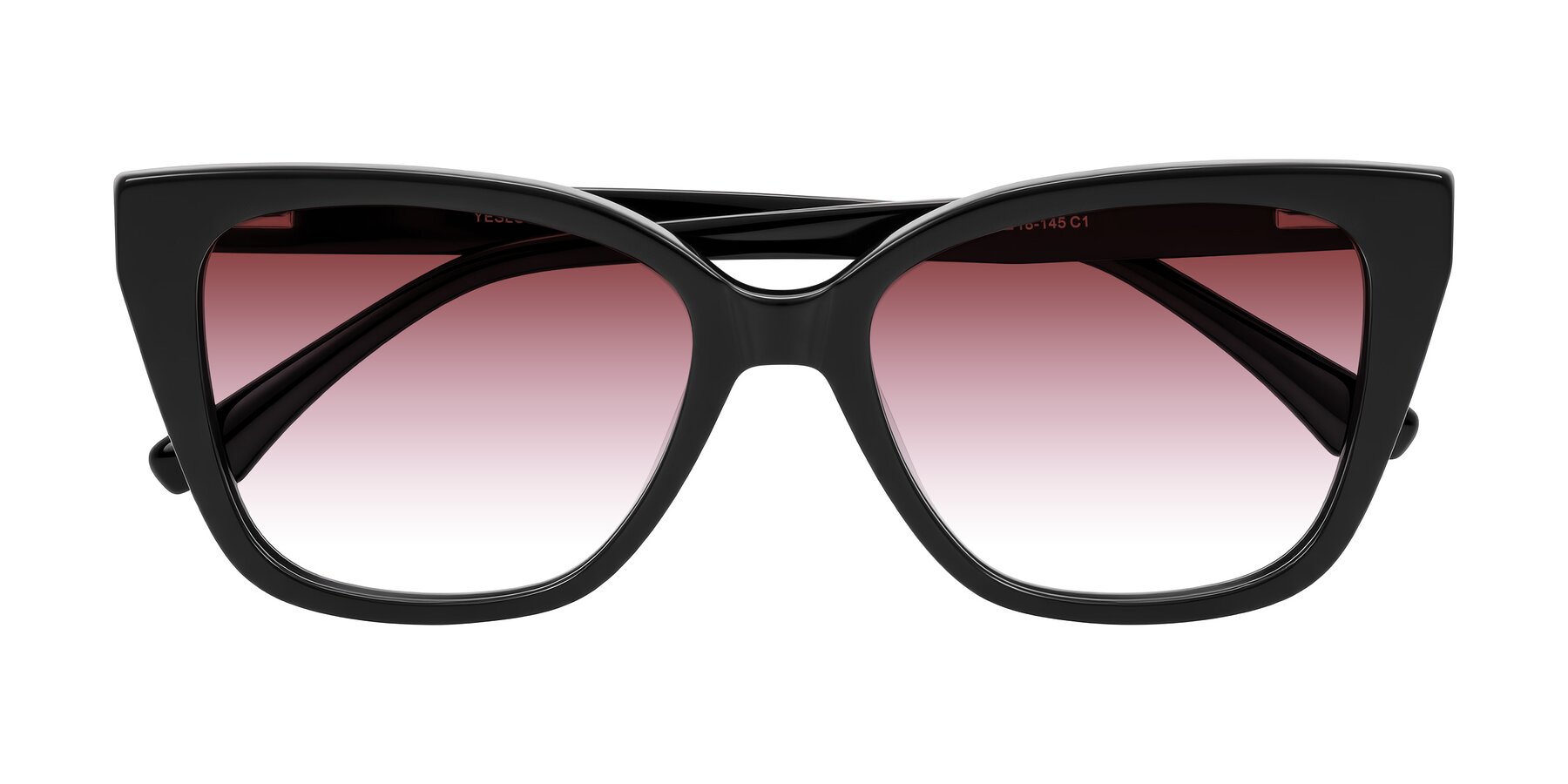 Folded Front of Kahlem in Black with Garnet Gradient Lenses