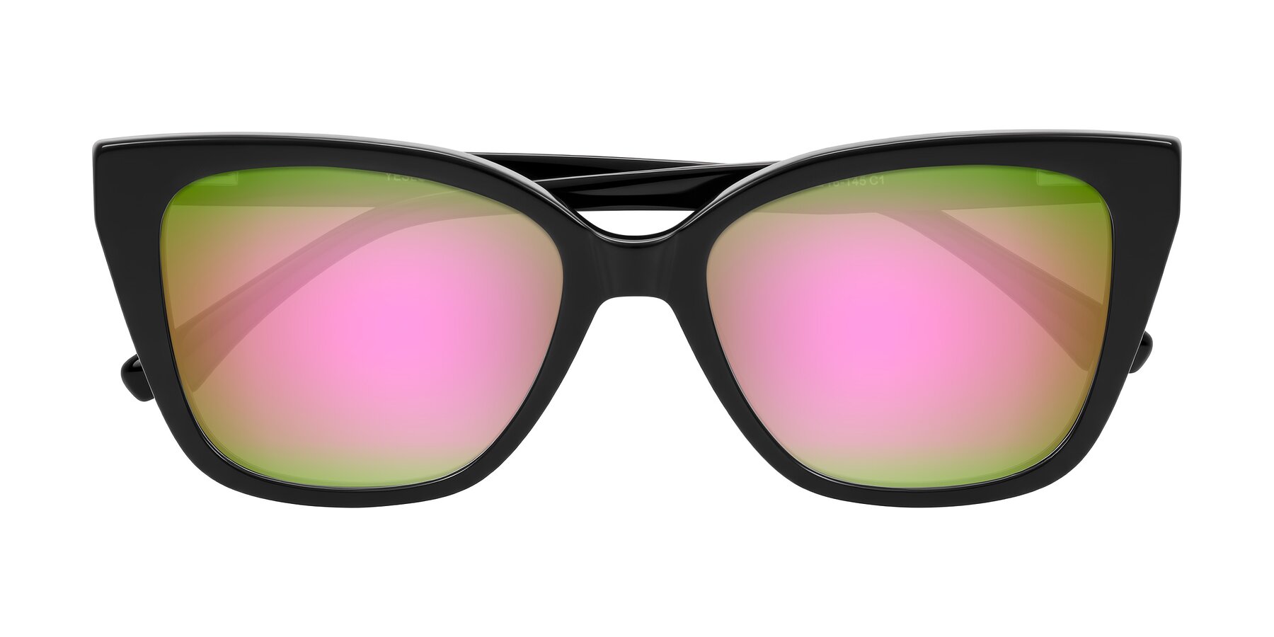 Folded Front of Kahlem in Black with Pink Mirrored Lenses