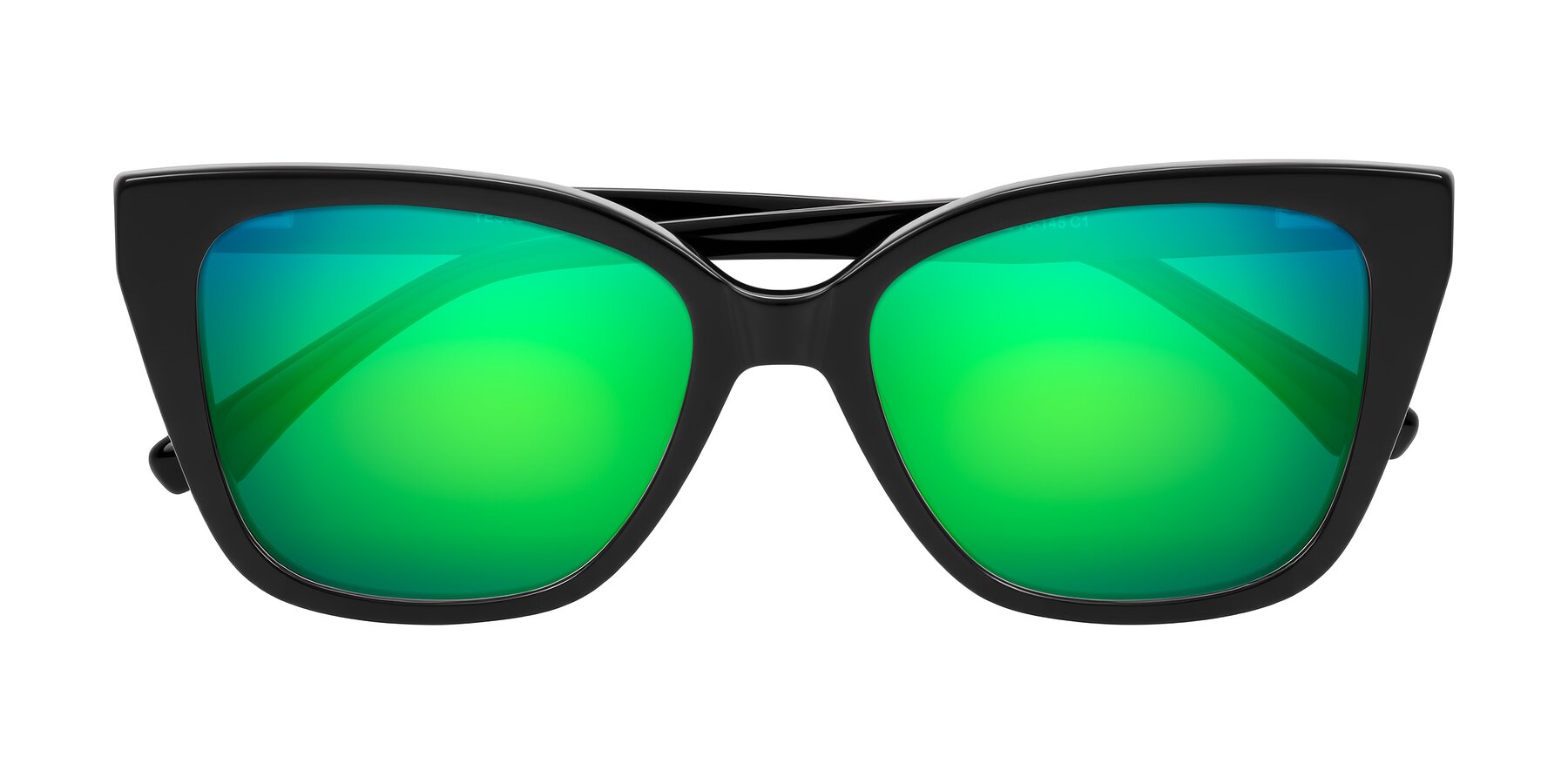 Folded Front of Kahlem in Black with Green Mirrored Lenses