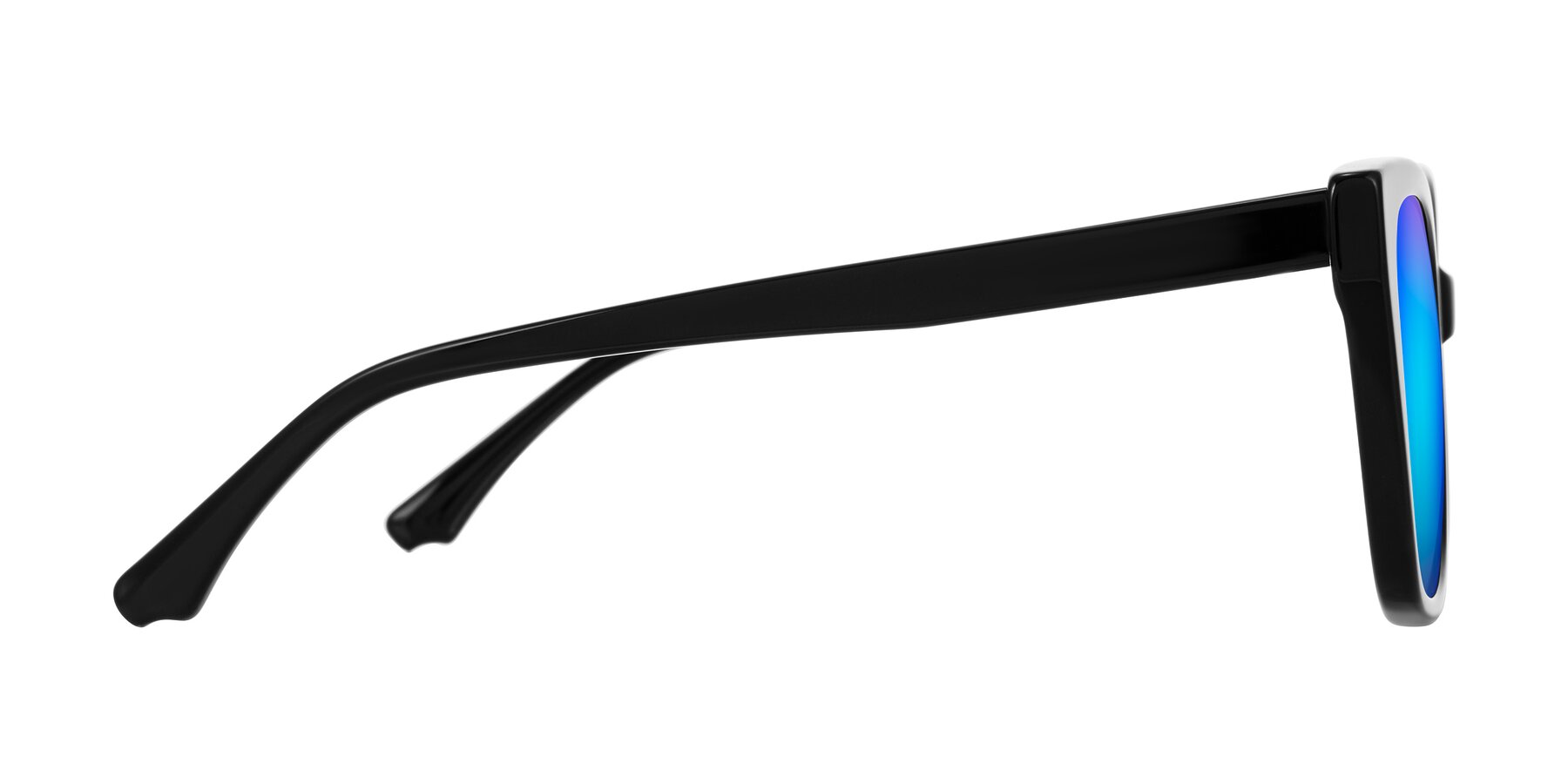 Side of Kahlem in Black with Blue Mirrored Lenses