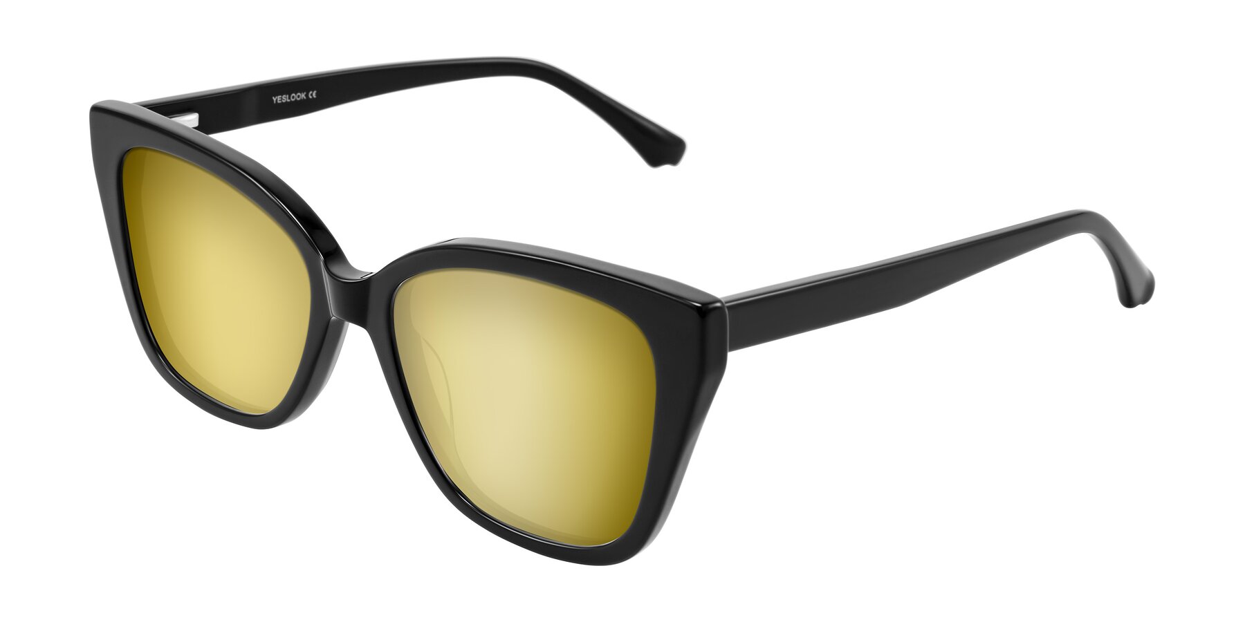 Angle of Kahlem in Black with Gold Mirrored Lenses