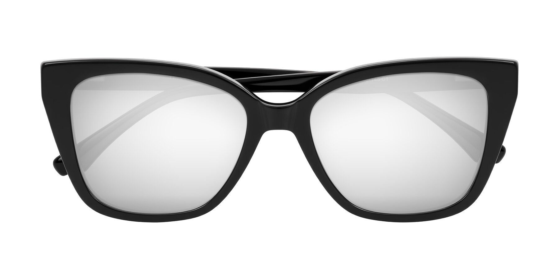 Folded Front of Kahlem in Black with Silver Mirrored Lenses