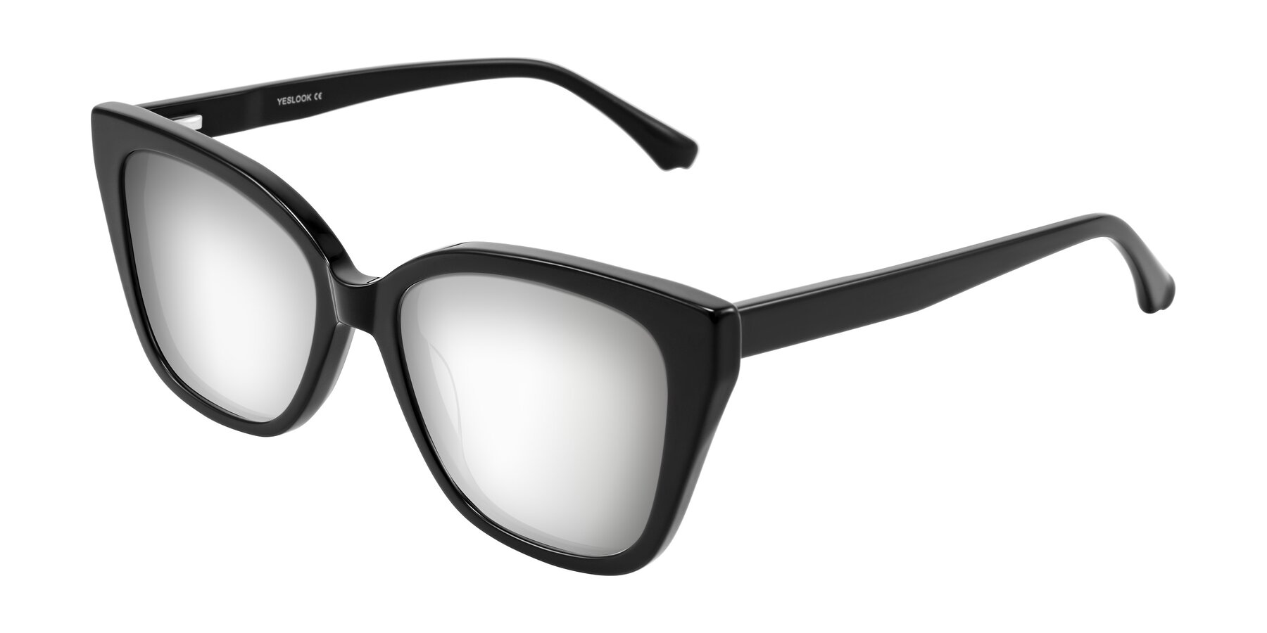 Angle of Kahlem in Black with Silver Mirrored Lenses
