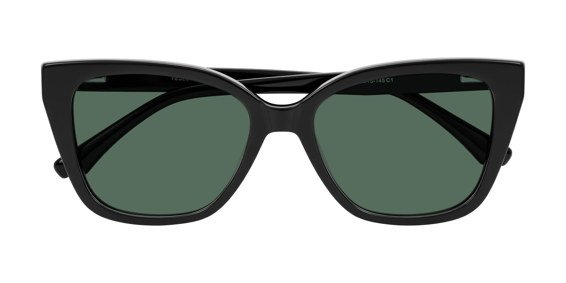 Folded Front of Kahlem in Black with Green Polarized Lenses
