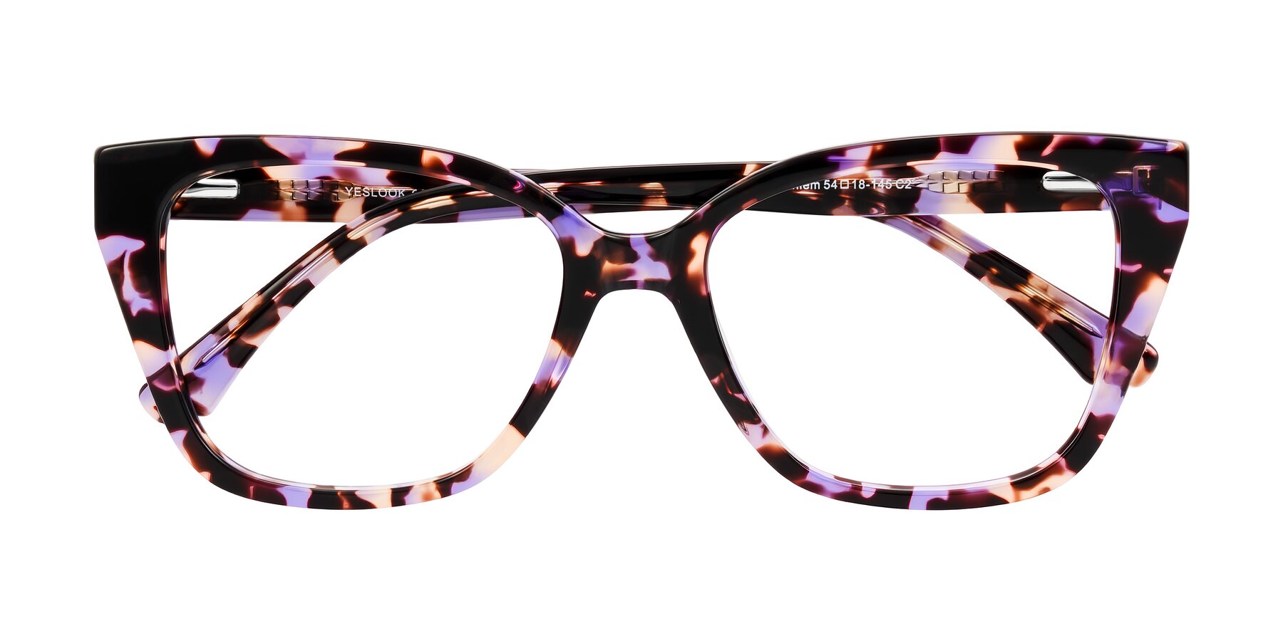 Folded Front of Kahlem in Purple Tortoise with Clear Blue Light Blocking Lenses