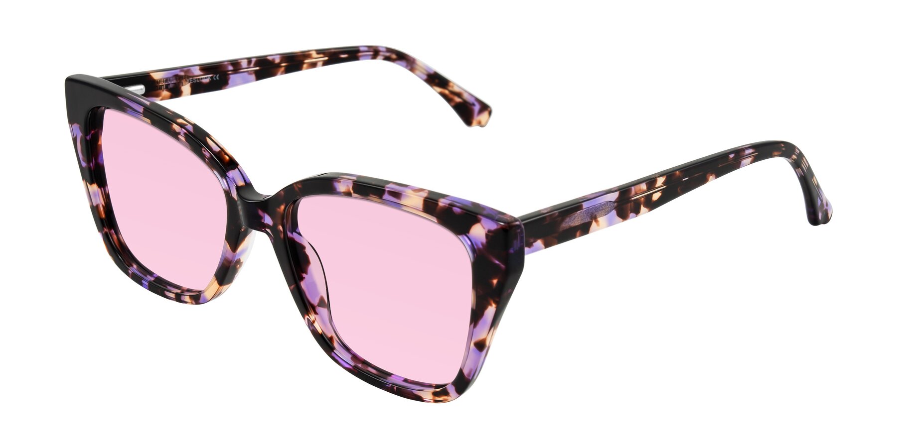 Angle of Kahlem in Purple Tortoise with Light Pink Tinted Lenses