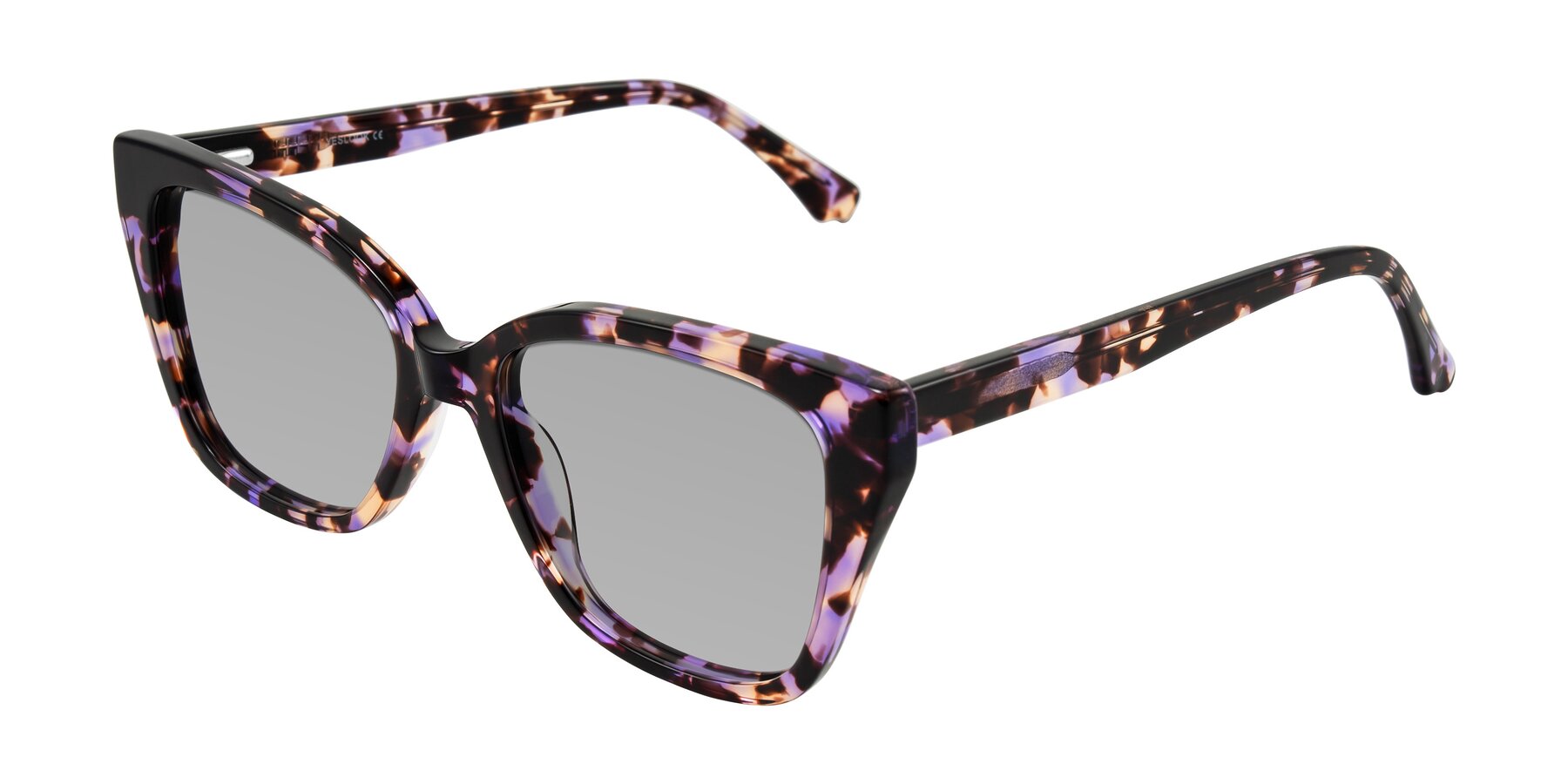 Angle of Kahlem in Purple Tortoise with Light Gray Tinted Lenses