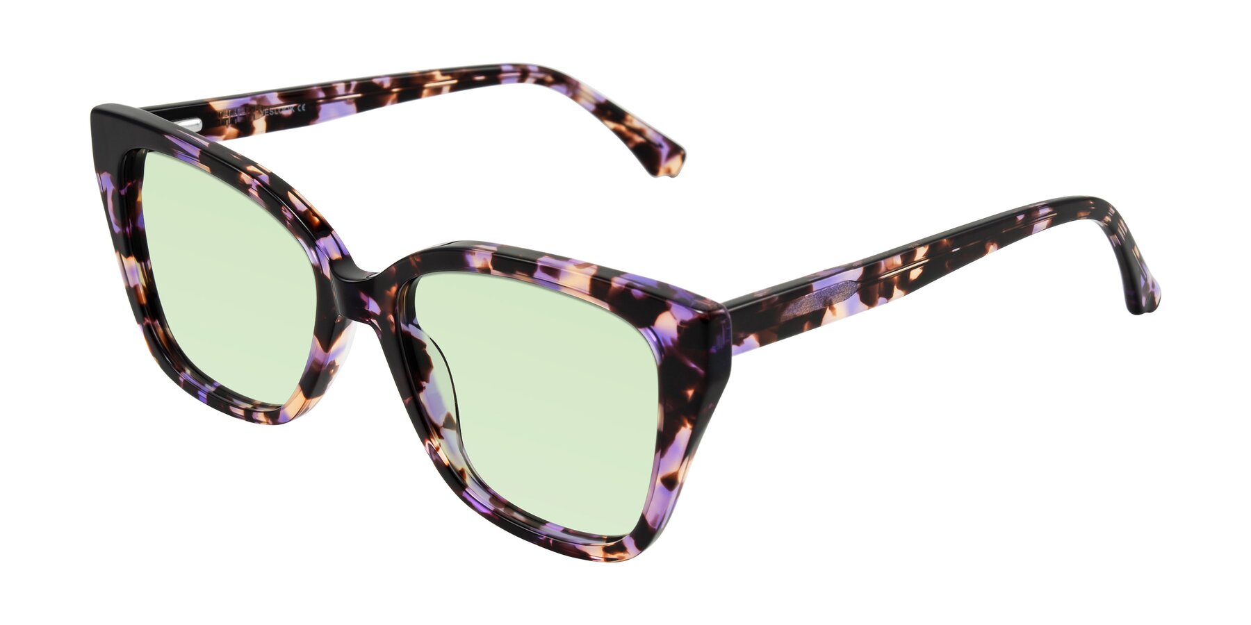 Angle of Kahlem in Purple Tortoise with Light Green Tinted Lenses