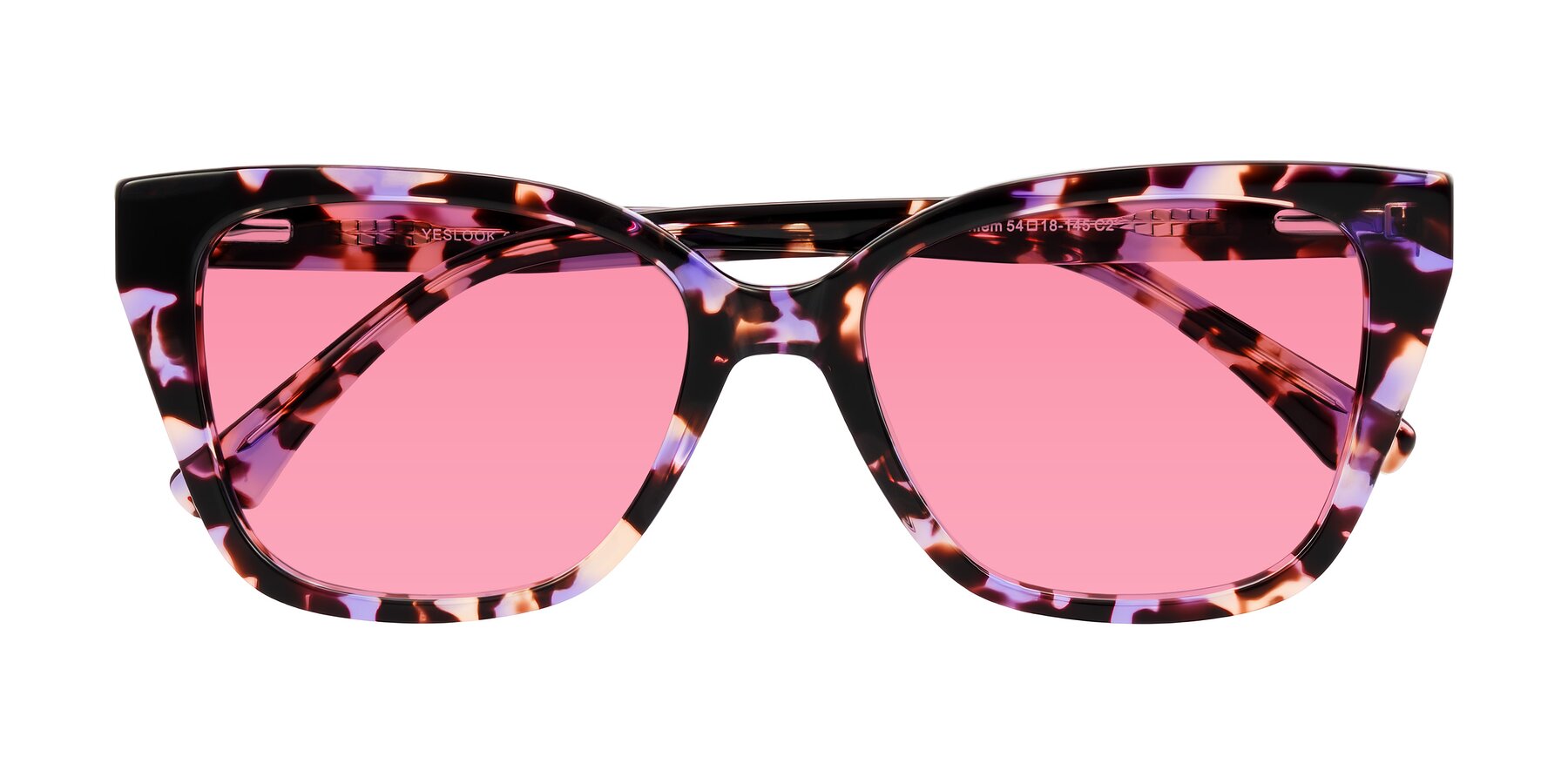 Folded Front of Kahlem in Purple Tortoise with Pink Tinted Lenses