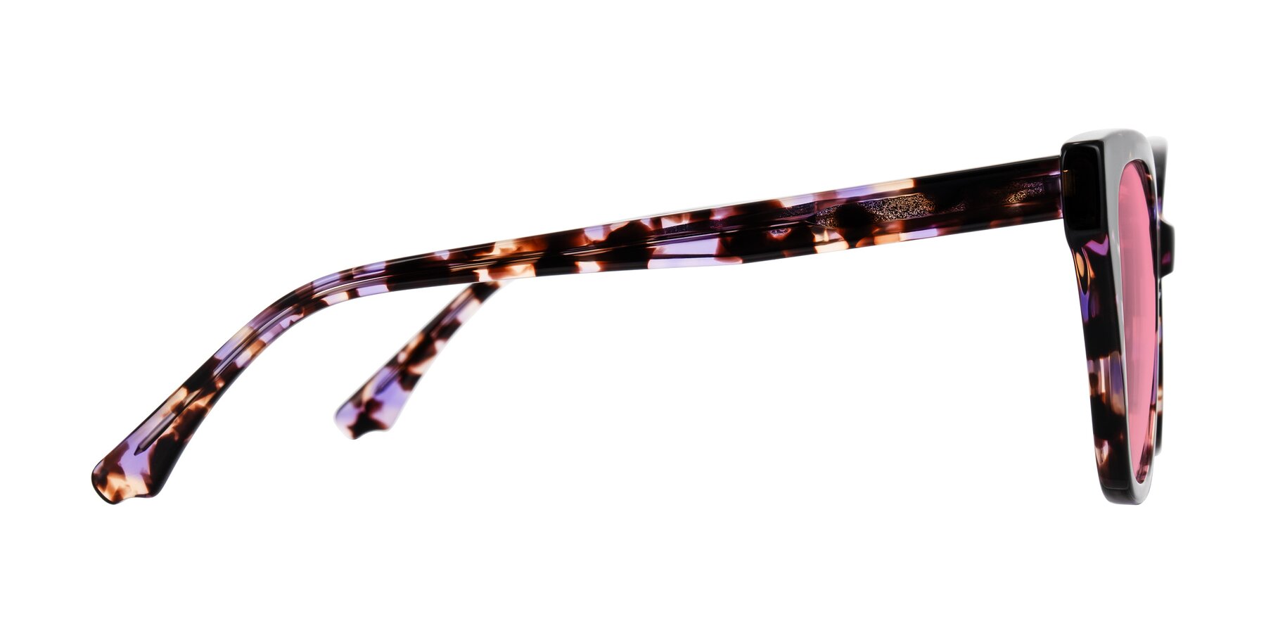 Side of Kahlem in Purple Tortoise with Pink Tinted Lenses