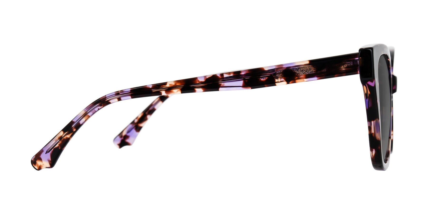 Side of Kahlem in Purple Tortoise with Medium Gray Tinted Lenses