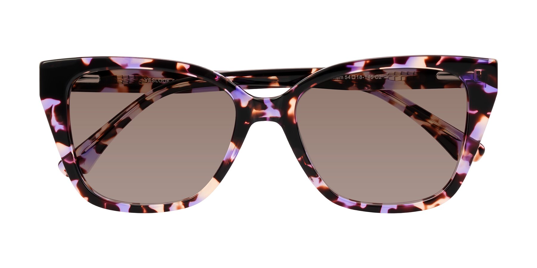 Folded Front of Kahlem in Purple Tortoise with Medium Brown Tinted Lenses