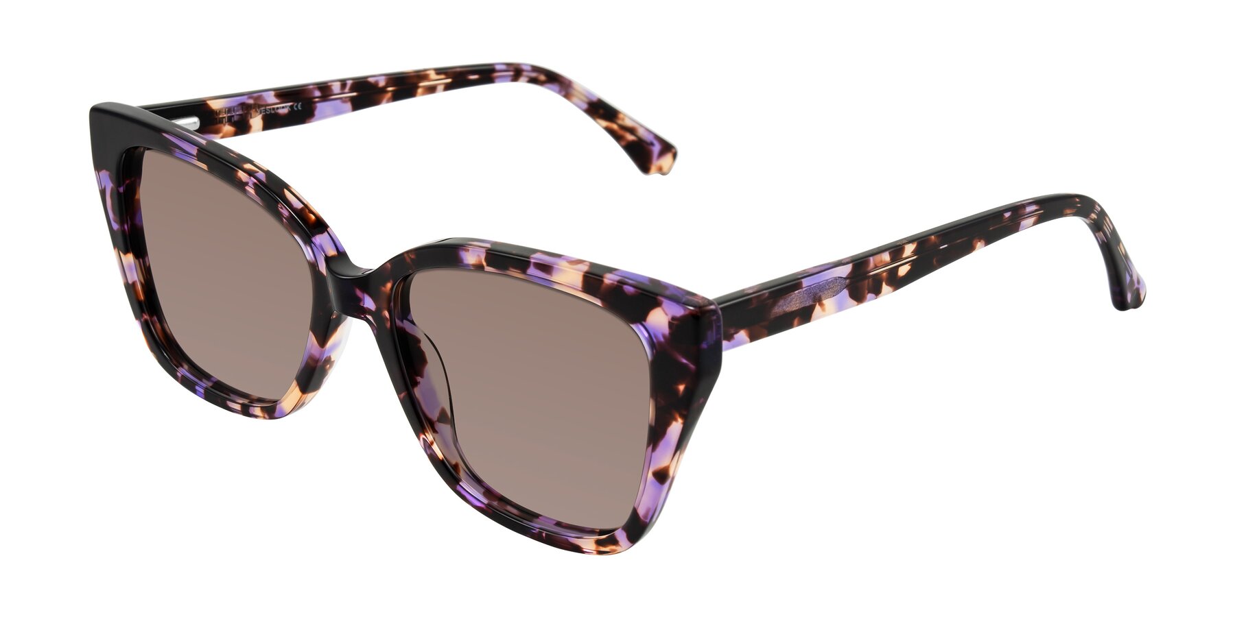 Angle of Kahlem in Purple Tortoise with Medium Brown Tinted Lenses