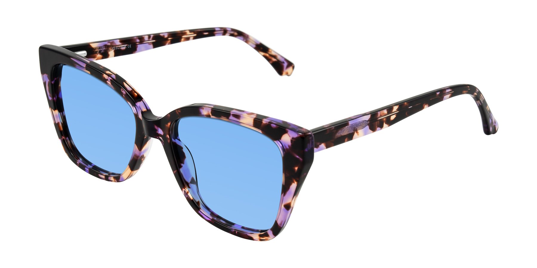 Angle of Kahlem in Purple Tortoise with Medium Blue Tinted Lenses