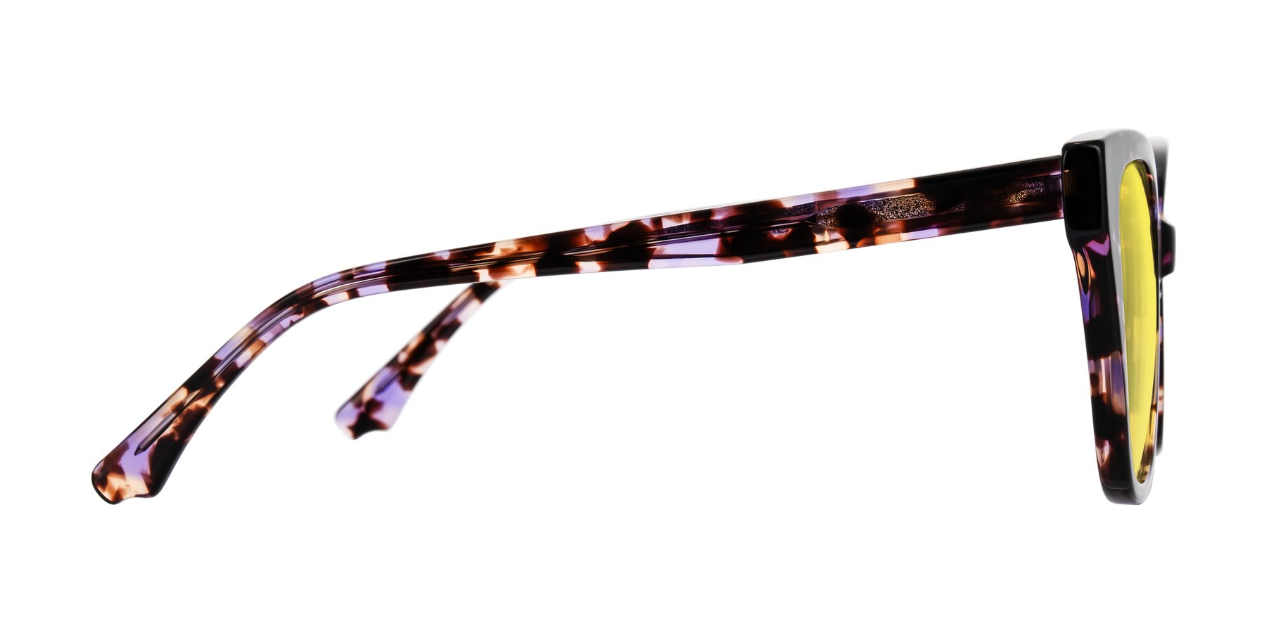 Side of Kahlem in Purple Tortoise with Medium Yellow Tinted Lenses