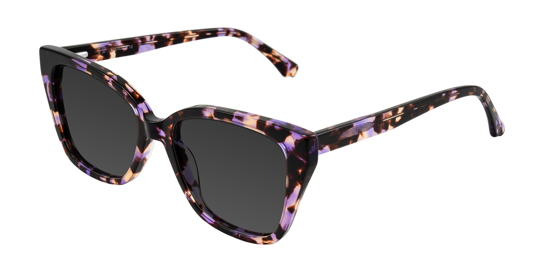 Angle of Kahlem in Purple Tortoise with Gray Tinted Lenses