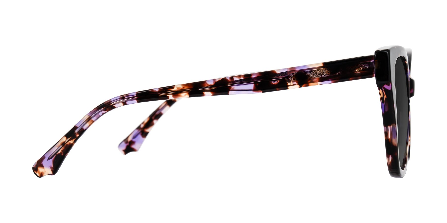 Side of Kahlem in Purple Tortoise with Gray Tinted Lenses