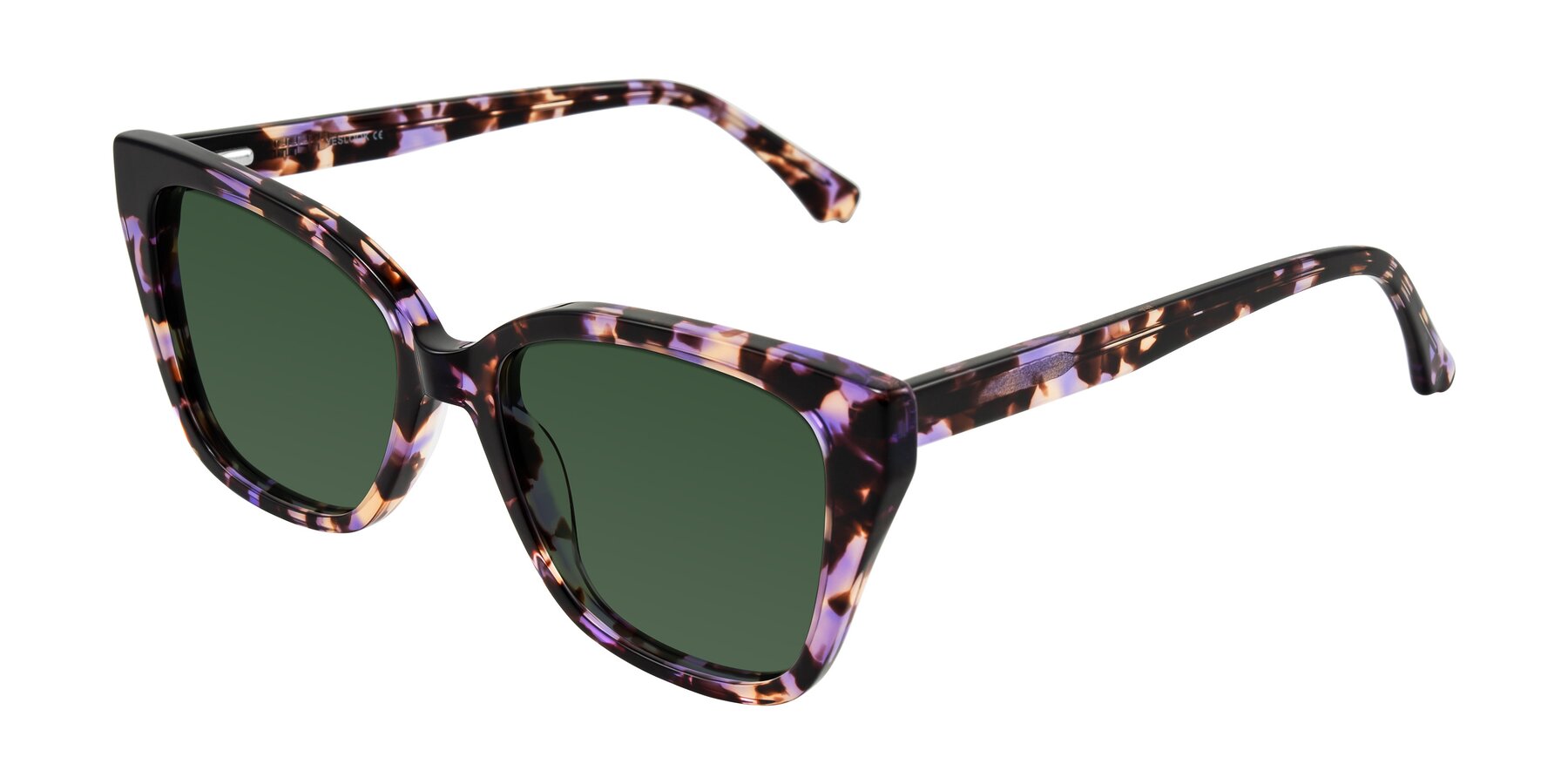 Angle of Kahlem in Purple Tortoise with Green Tinted Lenses