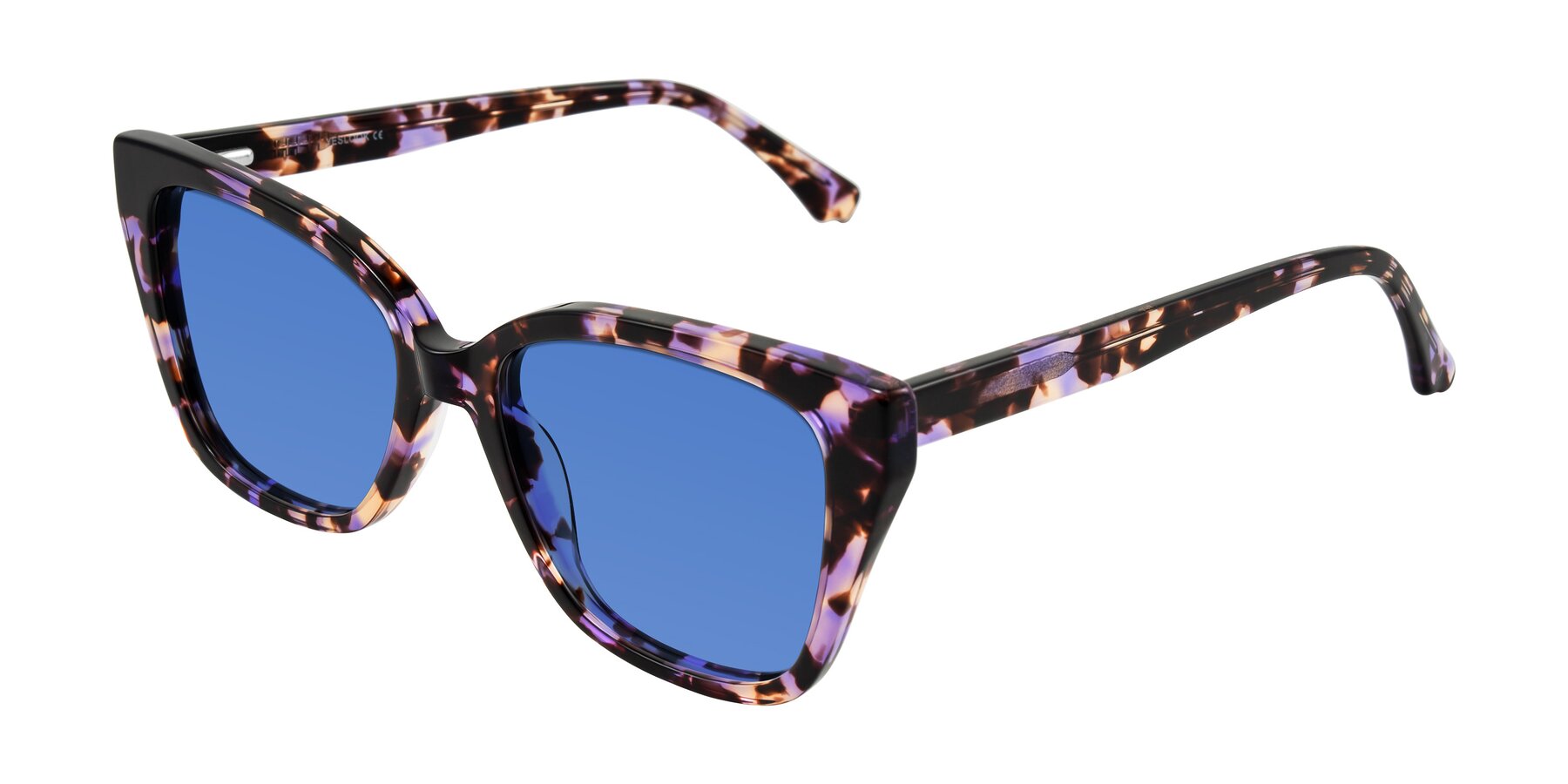 Angle of Kahlem in Purple Tortoise with Blue Tinted Lenses