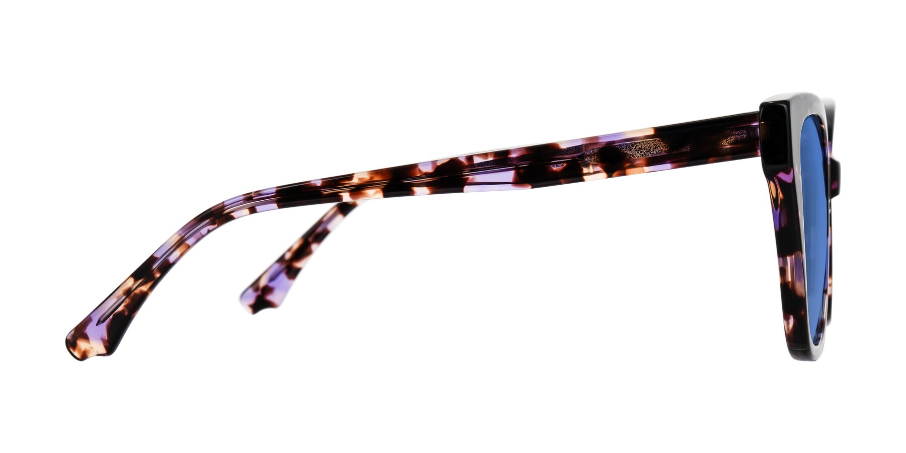 Side of Kahlem in Purple Tortoise with Blue Tinted Lenses