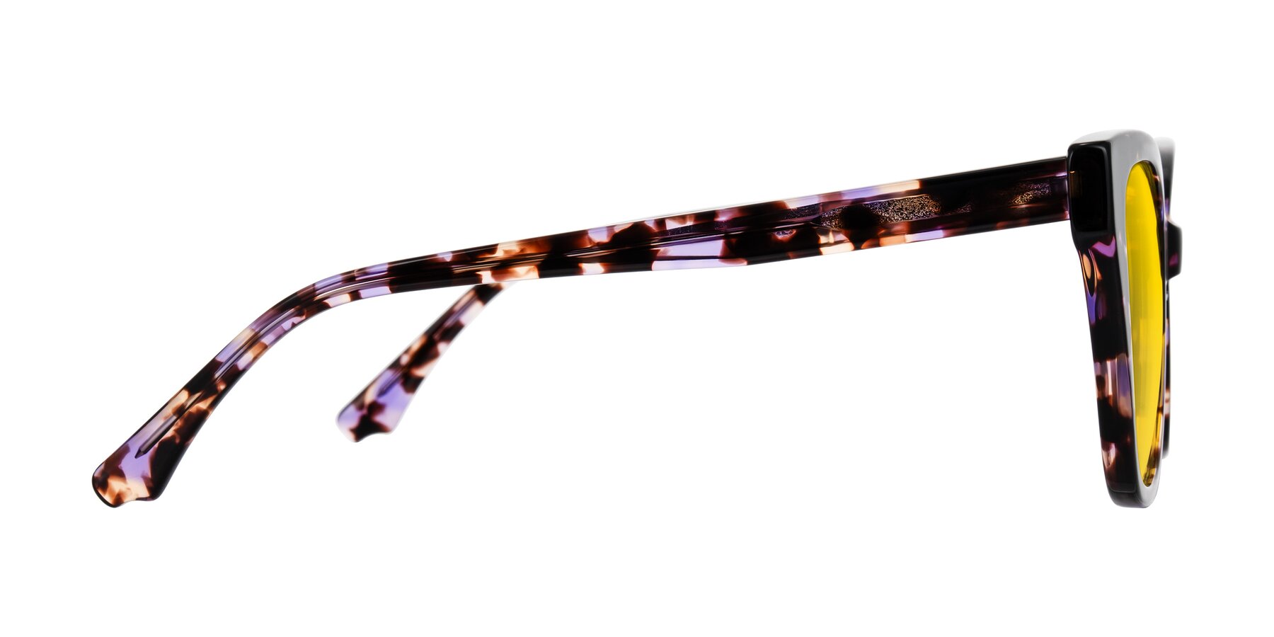 Side of Kahlem in Purple Tortoise with Yellow Tinted Lenses