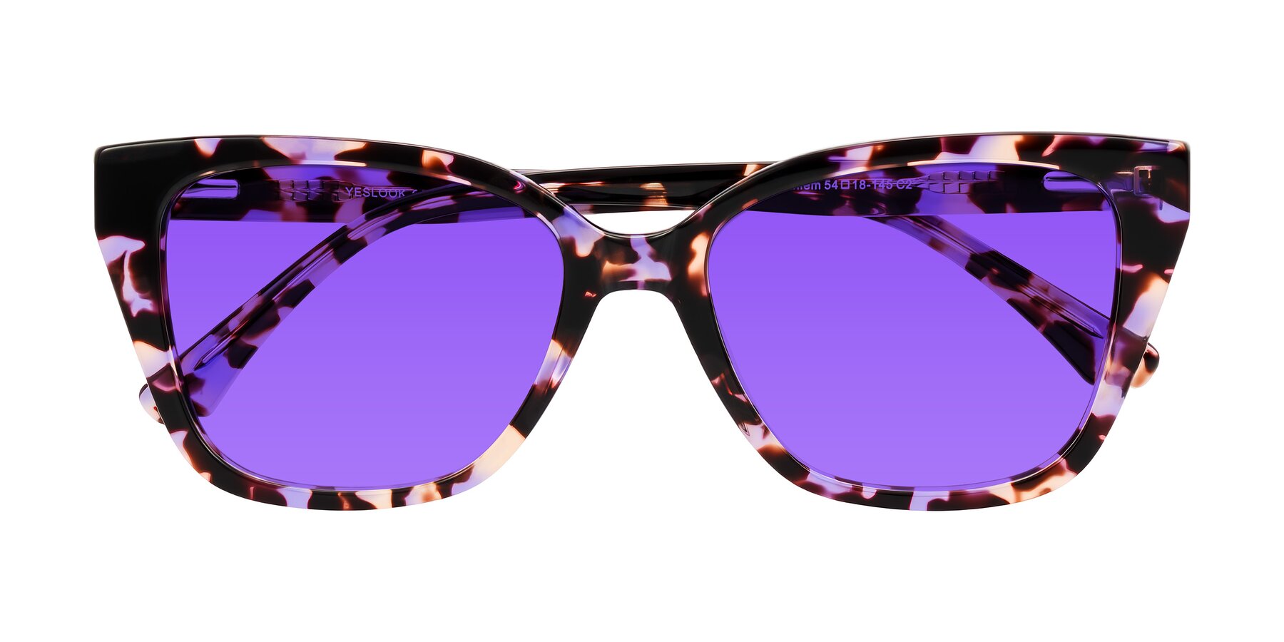 Folded Front of Kahlem in Purple Tortoise with Purple Tinted Lenses