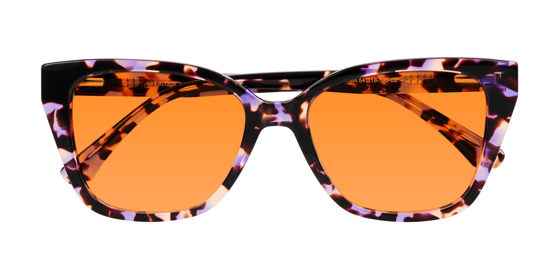 Folded Front of Kahlem in Purple Tortoise with Orange Tinted Lenses