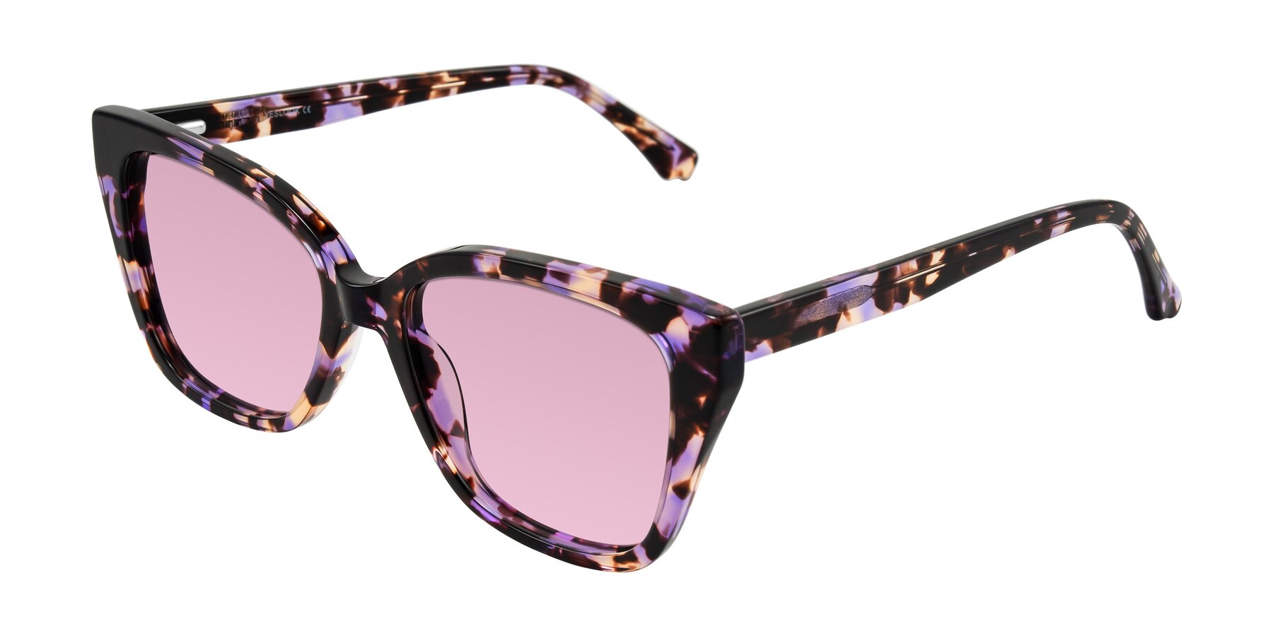 Angle of Kahlem in Purple Tortoise with Light Wine Tinted Lenses