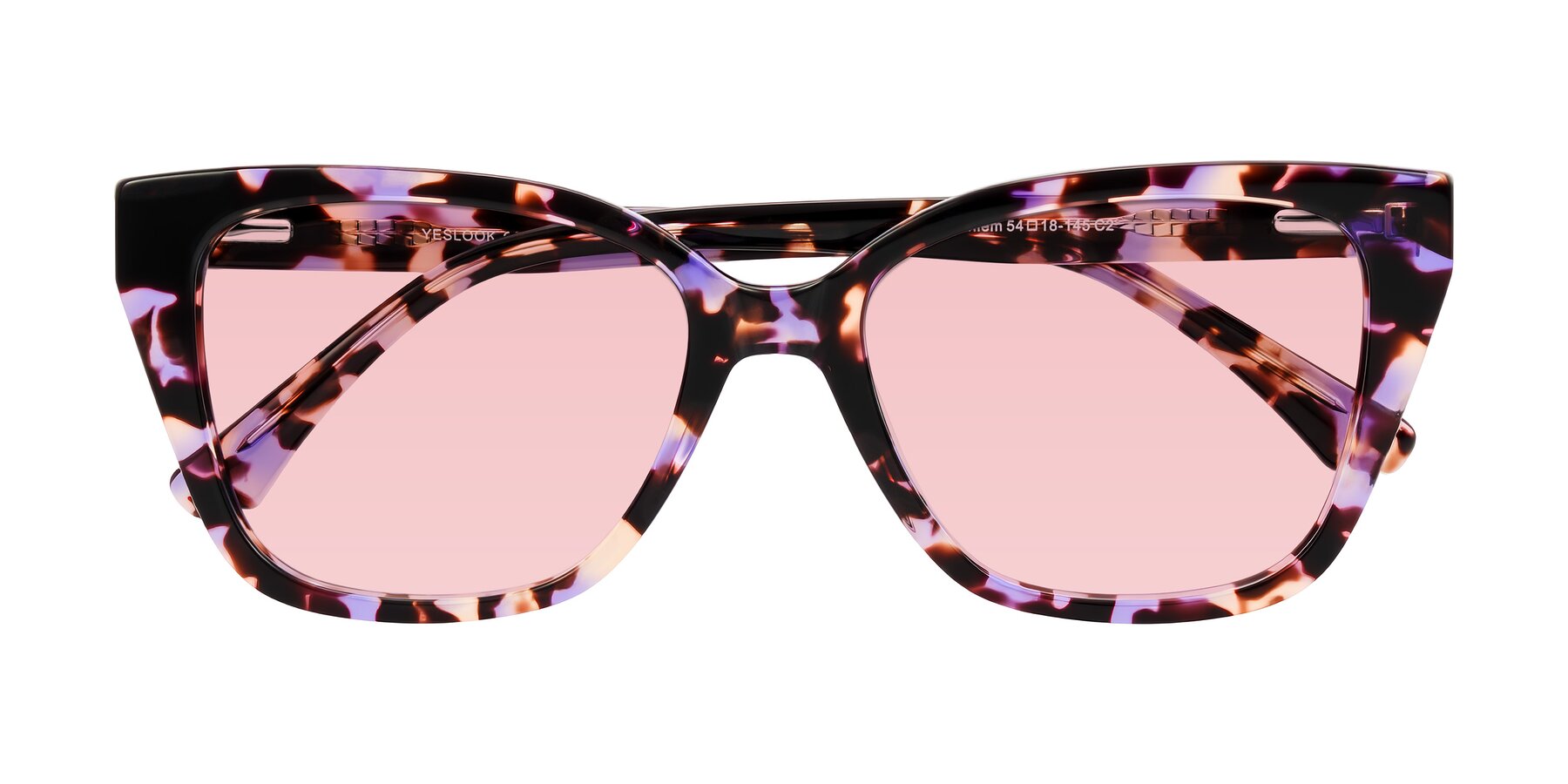 Folded Front of Kahlem in Purple Tortoise with Light Garnet Tinted Lenses