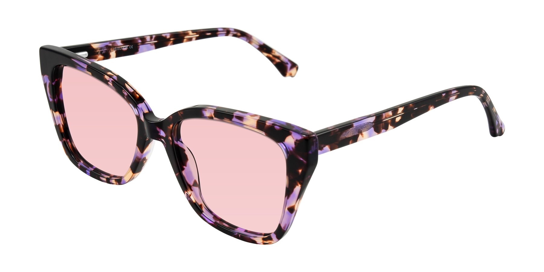 Angle of Kahlem in Purple Tortoise with Light Garnet Tinted Lenses