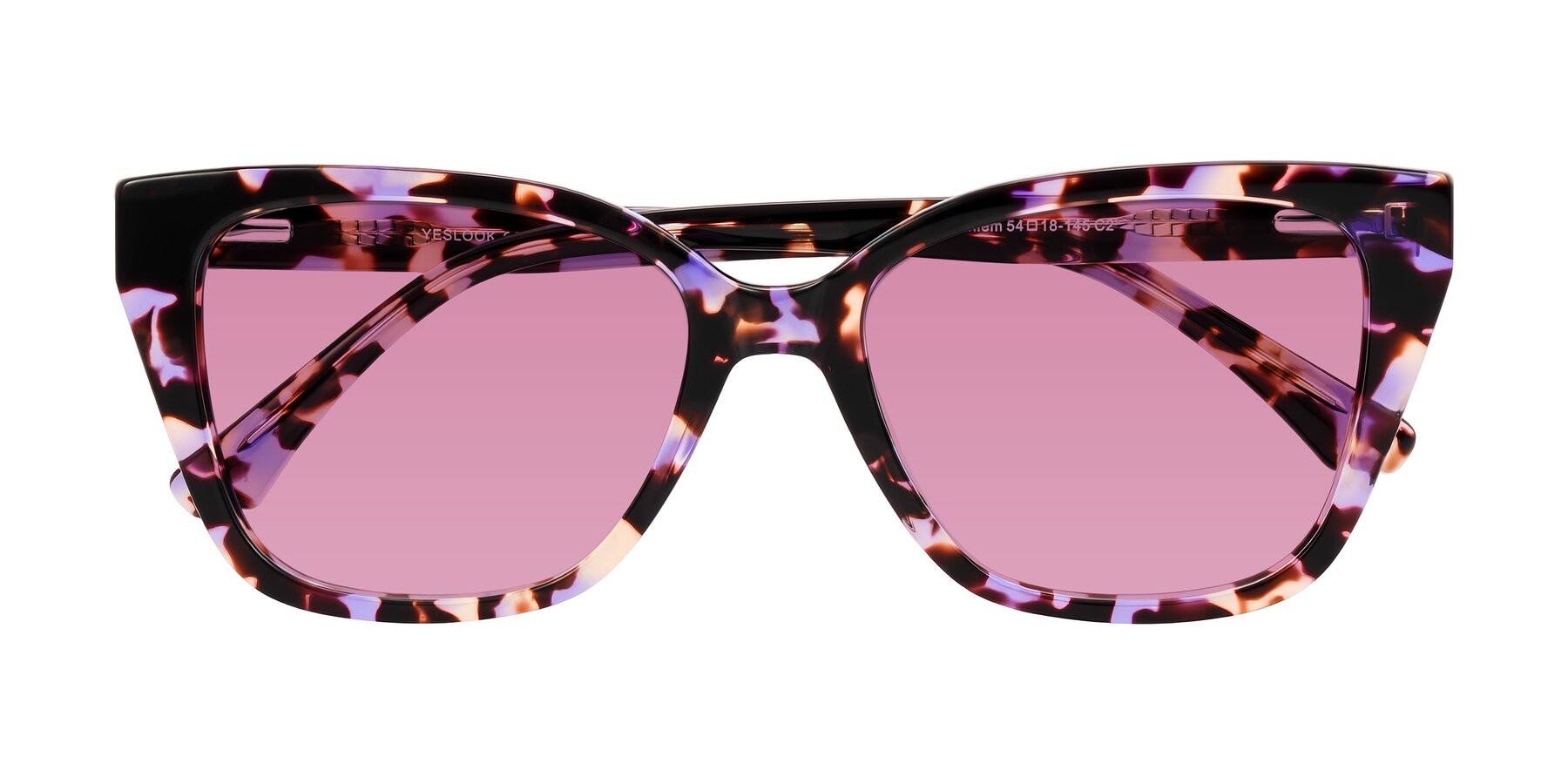 Folded Front of Kahlem in Purple Tortoise with Medium Wine Tinted Lenses