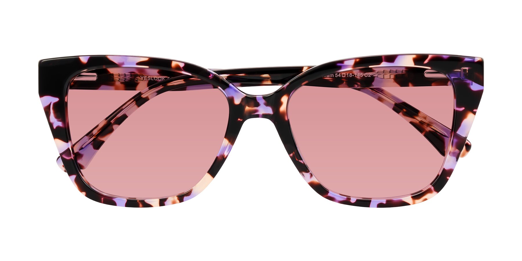 Folded Front of Kahlem in Purple Tortoise with Medium Garnet Tinted Lenses