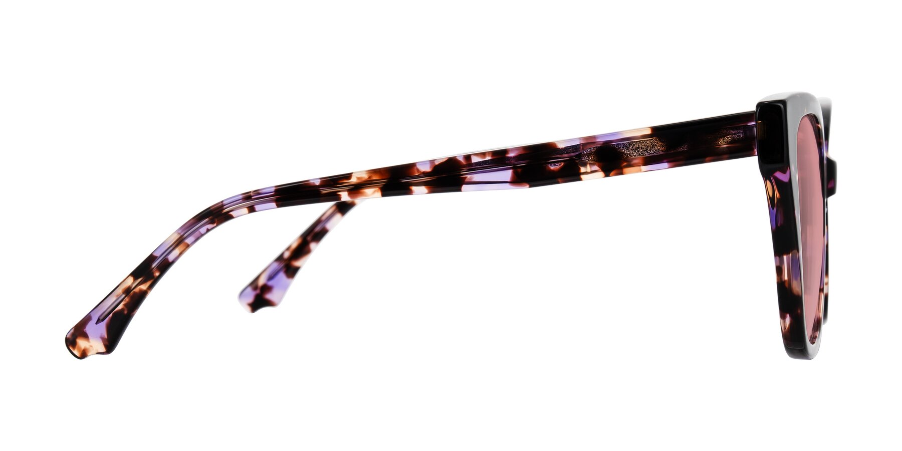 Side of Kahlem in Purple Tortoise with Medium Garnet Tinted Lenses