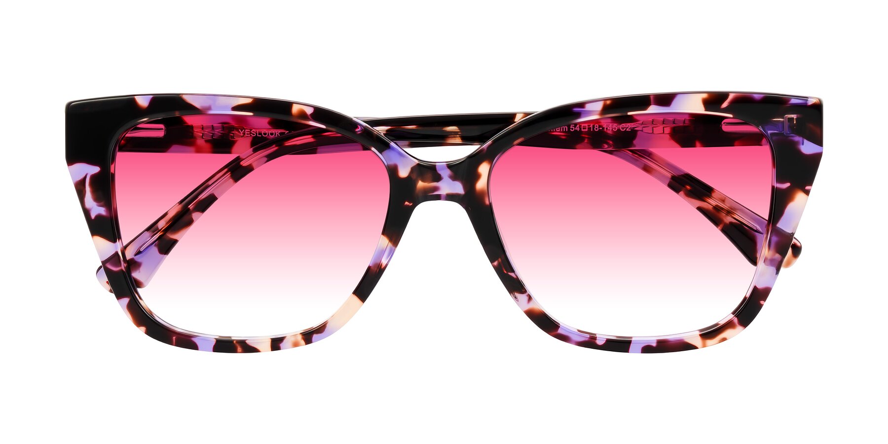 Folded Front of Kahlem in Purple Tortoise with Pink Gradient Lenses