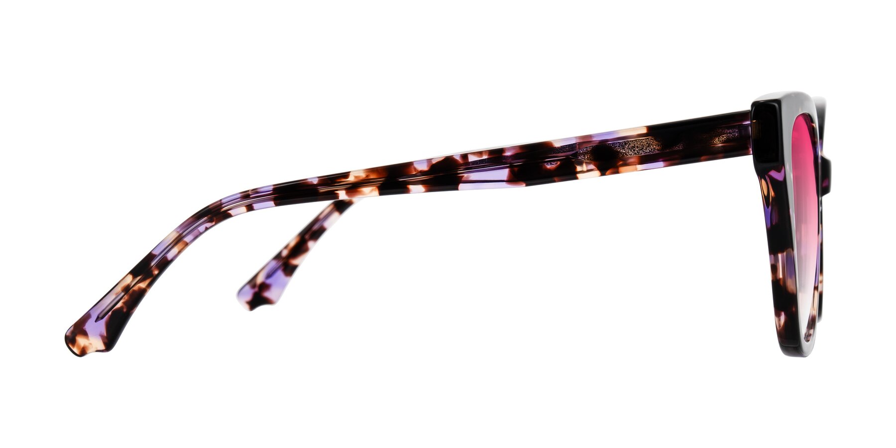 Side of Kahlem in Purple Tortoise with Pink Gradient Lenses