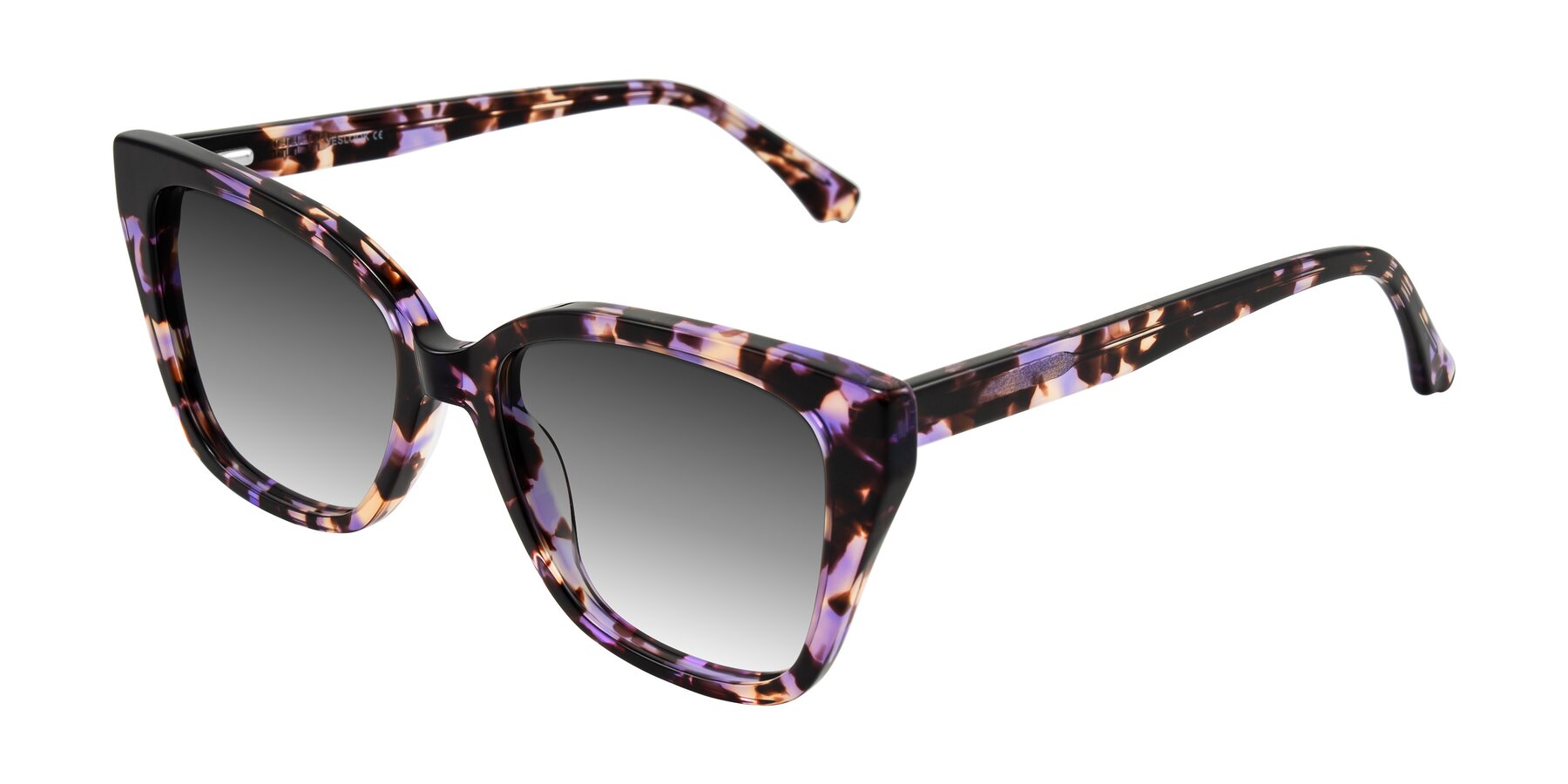 Angle of Kahlem in Purple Tortoise with Gray Gradient Lenses