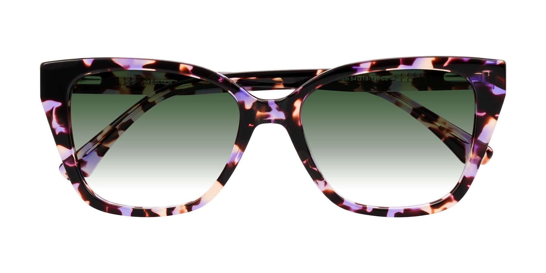 Folded Front of Kahlem in Purple Tortoise with Green Gradient Lenses