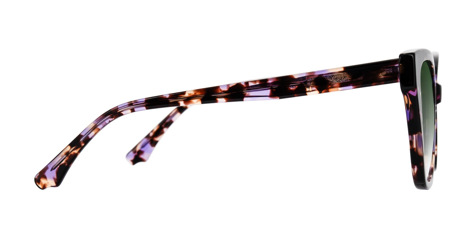 Side of Kahlem in Purple Tortoise with Green Gradient Lenses